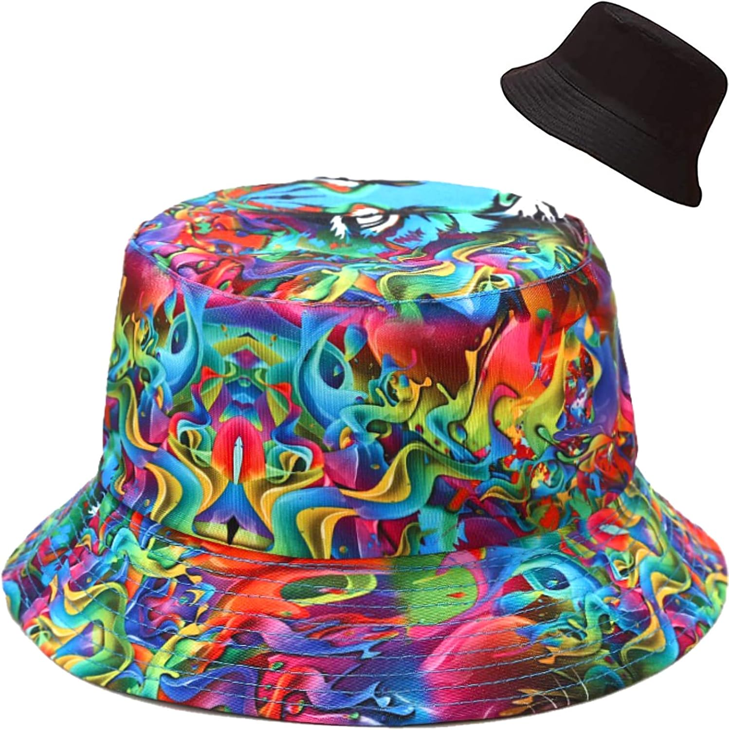 Malaxlx Unisex Bucket Hat Beach Sun Hat Aesthetic Fishing Hat for Men Women Teens, Reversible Double-Side-Wear
