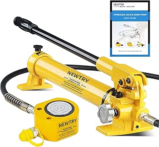 NEWTRY 30 ton Hydraulic Ram Jack + CP-700 Hydraulic Hand Pump Low Profile Porta Power Kit Single Section Mini Jack 0.55’’ Stroke Industrial Hydraulic Cylinder