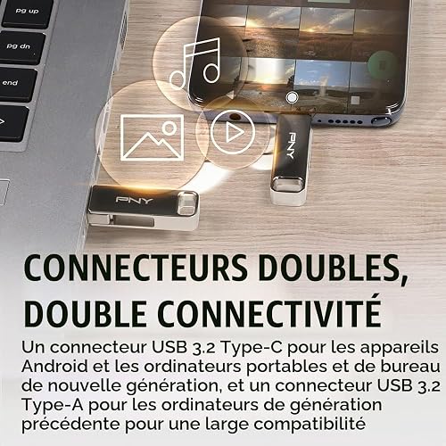 PNY DUO LINK 256GB Flash Drive USB-C 200MB/s - 5