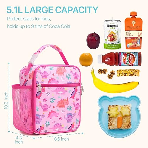 Miniatura 3 de Bagseri Lonchera para niños y niñas, lonchera aislada, portátil, reutilizable, para la escuela, forro resistente al agua