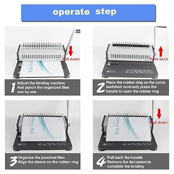 Square Hole Binding Machine for Paper, Punch and Bind Up to 500 Sheets, Compatible with A4, B5, A5 Sizes