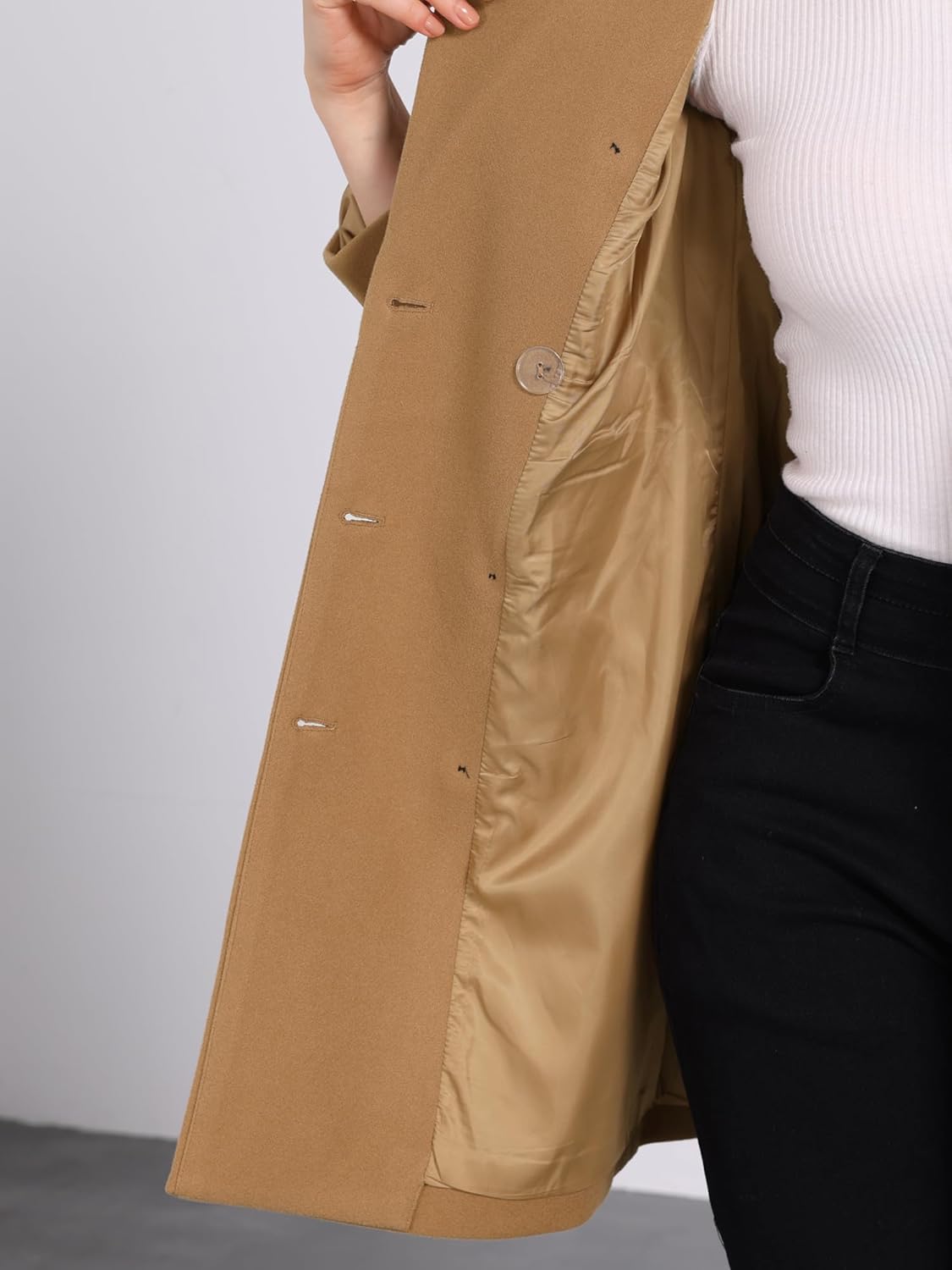 Allegra K Women's Winter Coat Elegant Notched Lapel Double Breasted Trench Coat - Image 5