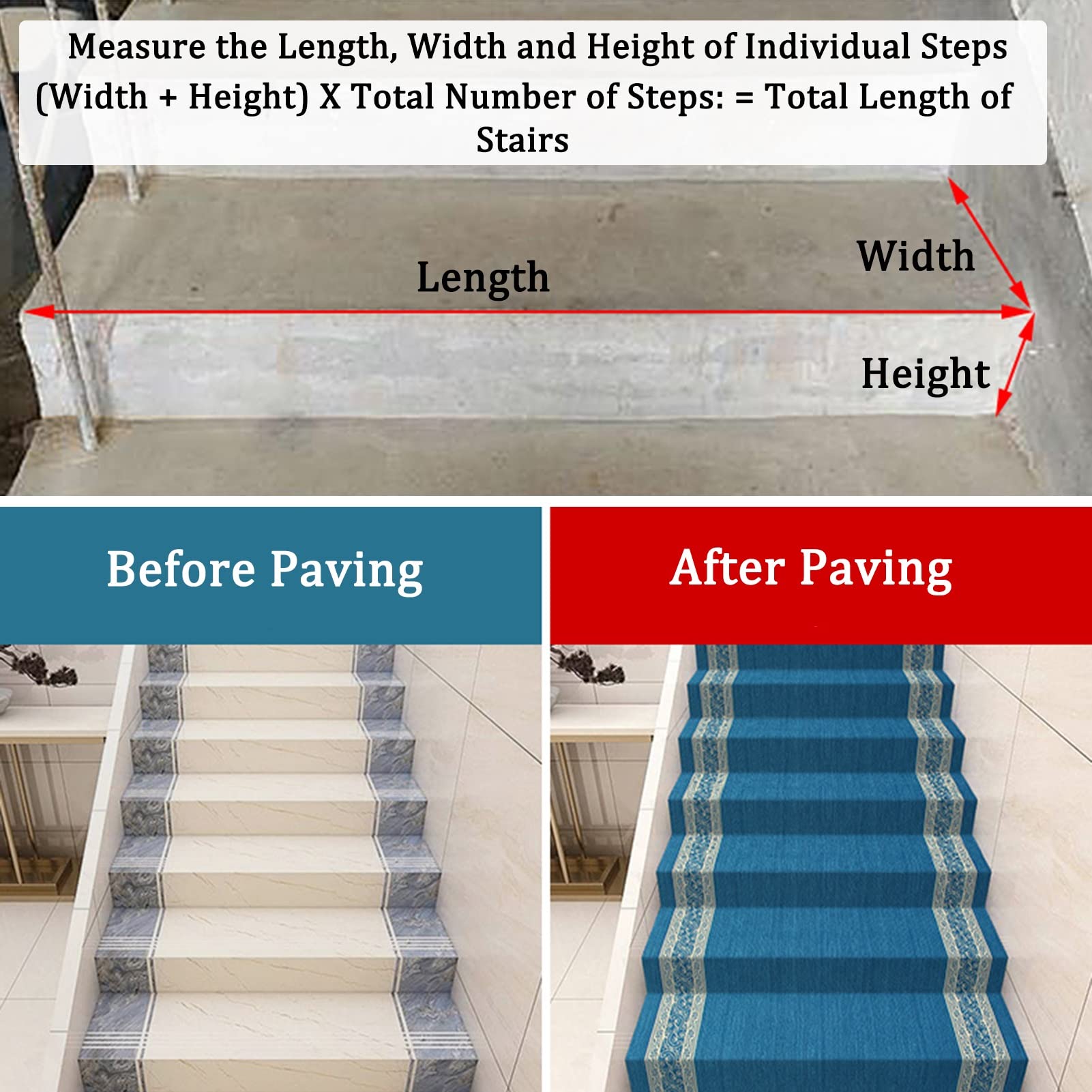 Rouleau complet de tapis d'escalier autocollant antidérapant en microfibre facile à installer pour décoration d'escalier de maison (couleur A) - Sécurité et style combinés