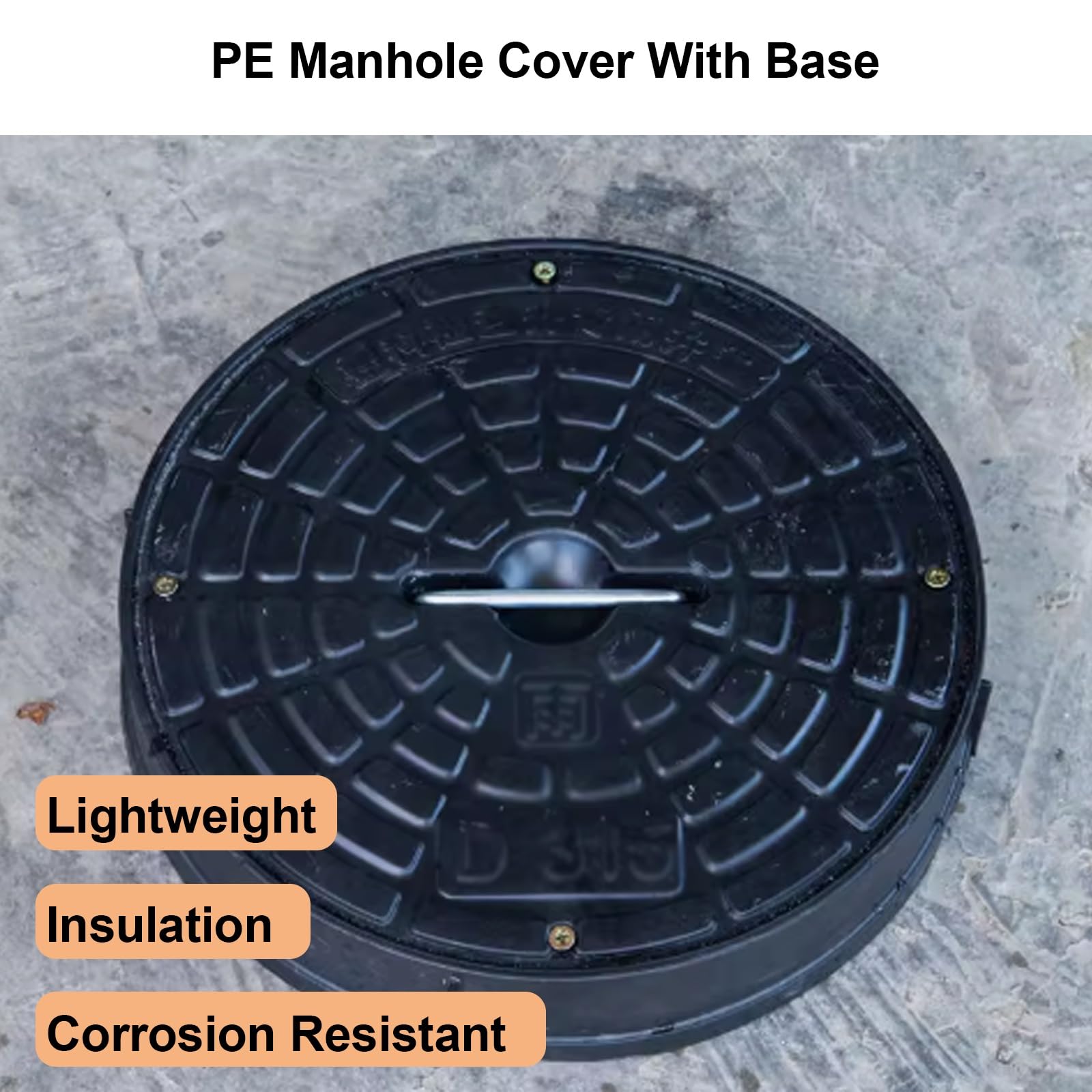 Arqueta y Elevadores para Fosas Sépticas con Asa, Arqueta Riego de PE con Base y Nervaduras de Refuerzo Traseras, para Patios, Entradas de Vehículos y Pavimentos.(35cm/14in)