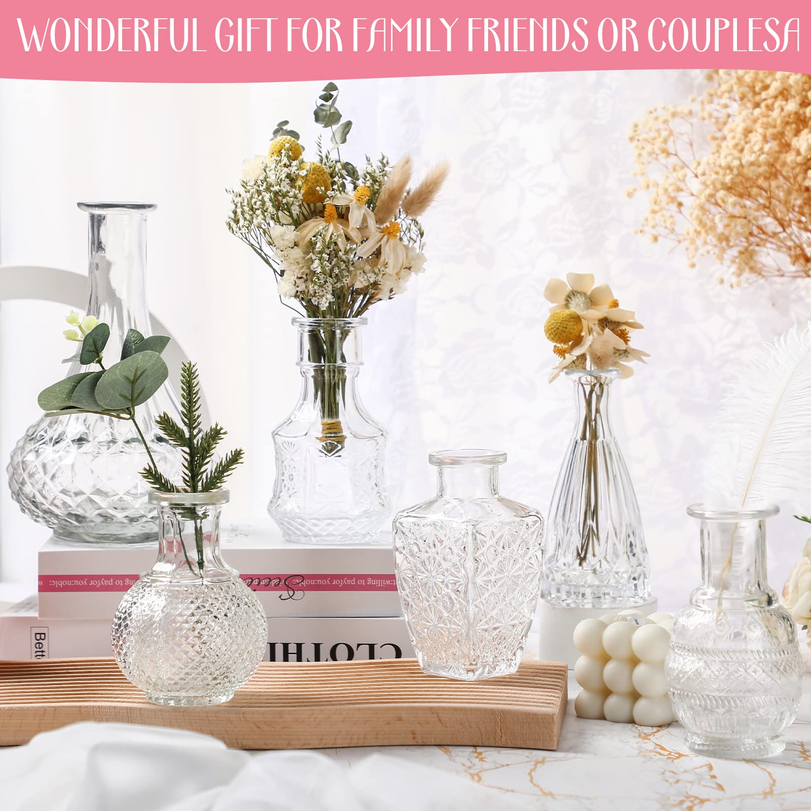 Amazon.co.jp: Potchen 15セット ガラス製つぼみ花瓶 クリア 小さな花