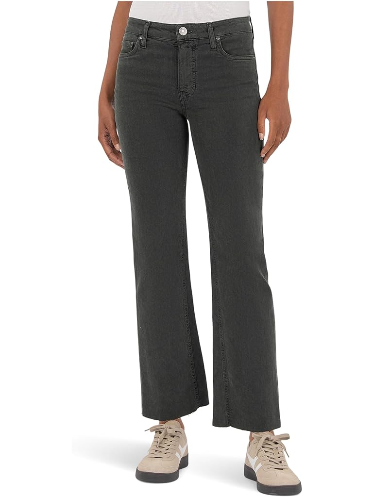 Green KUT from the Kloth Kelsey High-rise Fab Ab Ankle Flare-nset Leg
