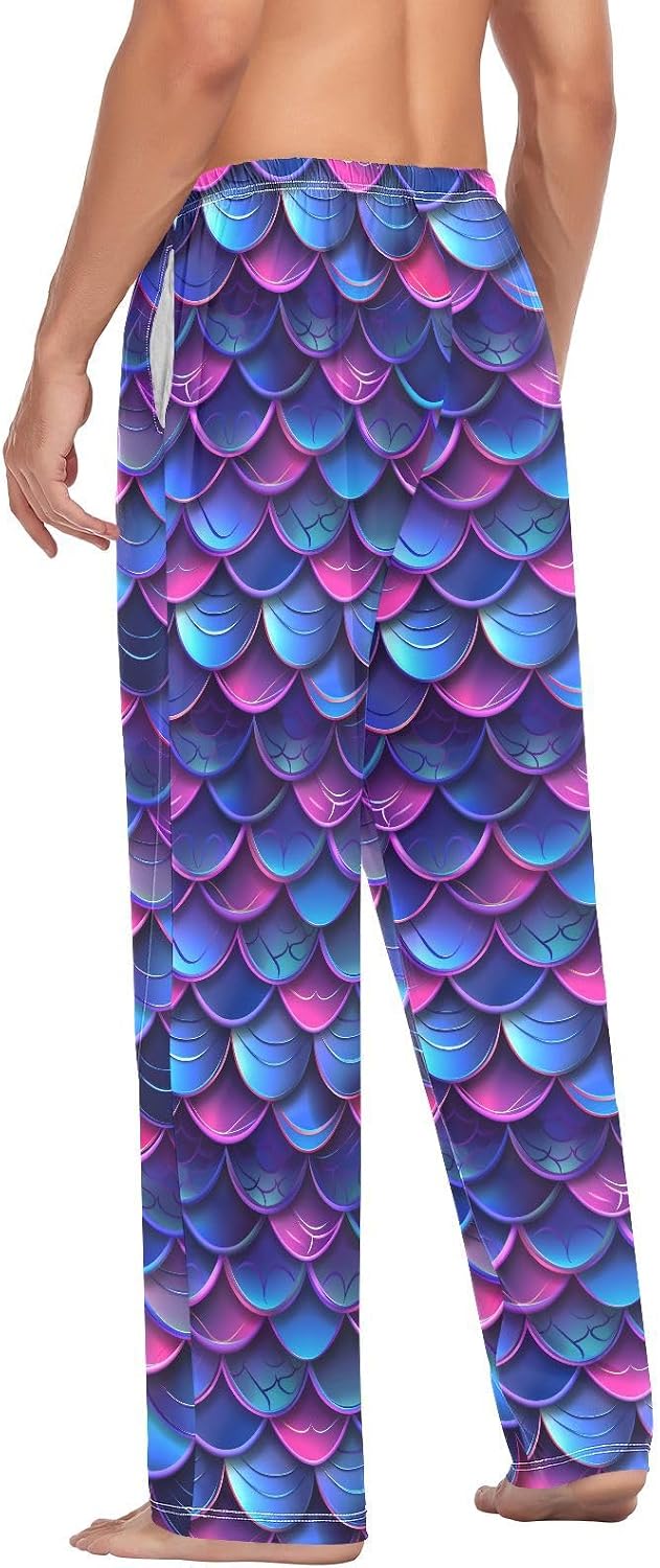 ALAZA Gradient Mermaid Print Neno Men's Pajama Pants Men Cotton Pajama Bottoms with Pockets, S