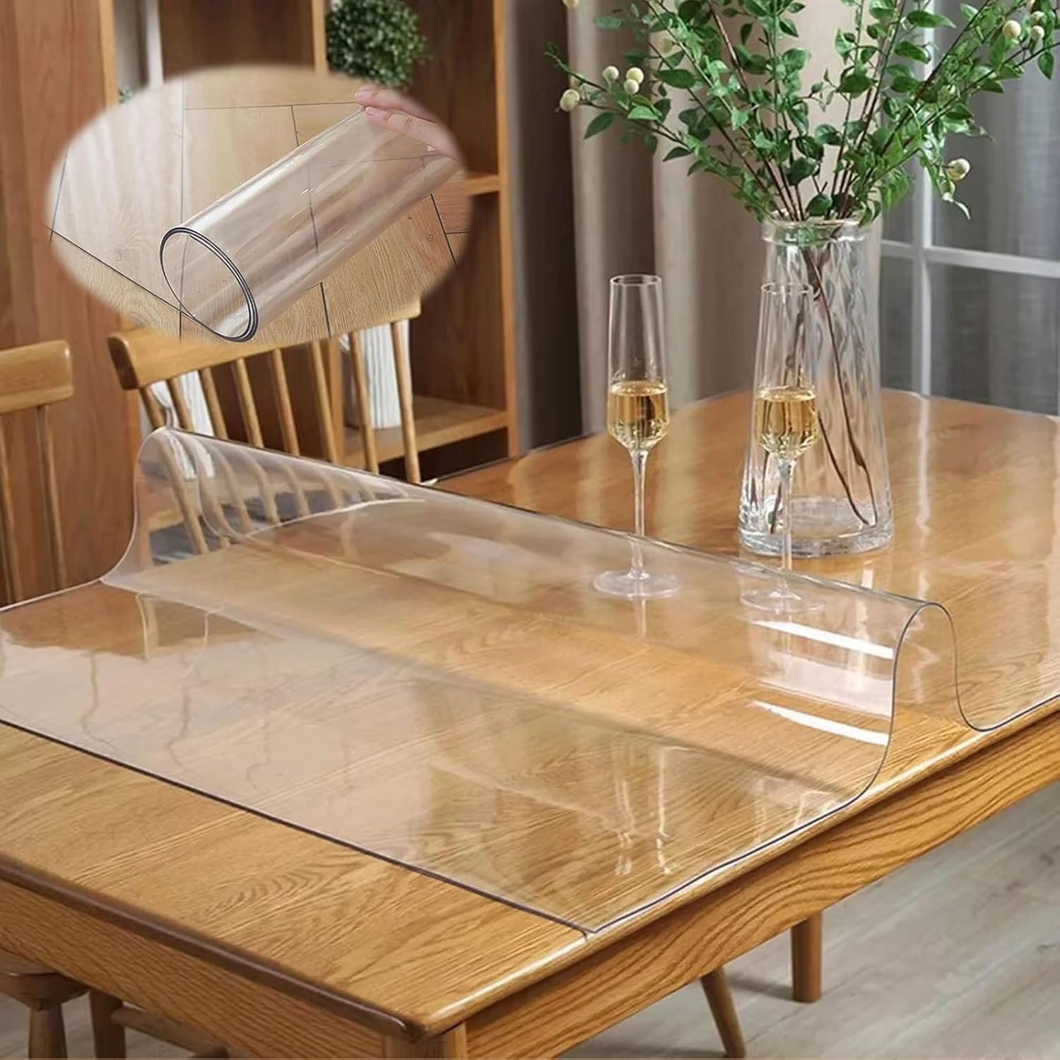 透明 テーブルマット 保護マット ローテーブル 130x245CM PVC 厚さ1.5mm カットできる サラっとした手触り 床保護