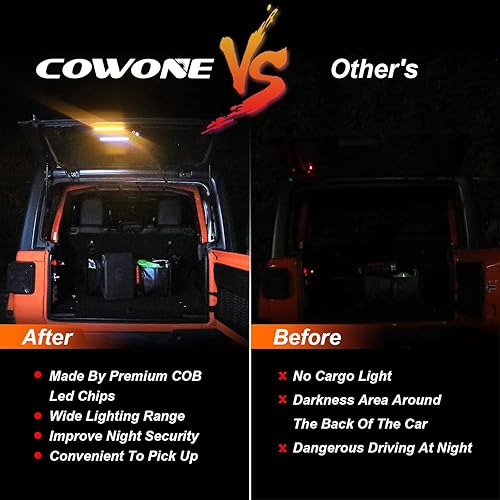 Miniatura 2 de COWONE Luz LED para maletero de cristal trasero, luz de cúpula para puerta de elevación, compatible con Jeep Wrangler JL JLU 2018-2021, luz LED de