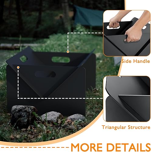 Miniatura 3 de ACCPO Fogata de 18 pulgadas para exteriores, portátil, 2 en 1, fogata de leña de acero resistente para patio y patio trasero, hoguera, barbacoa,