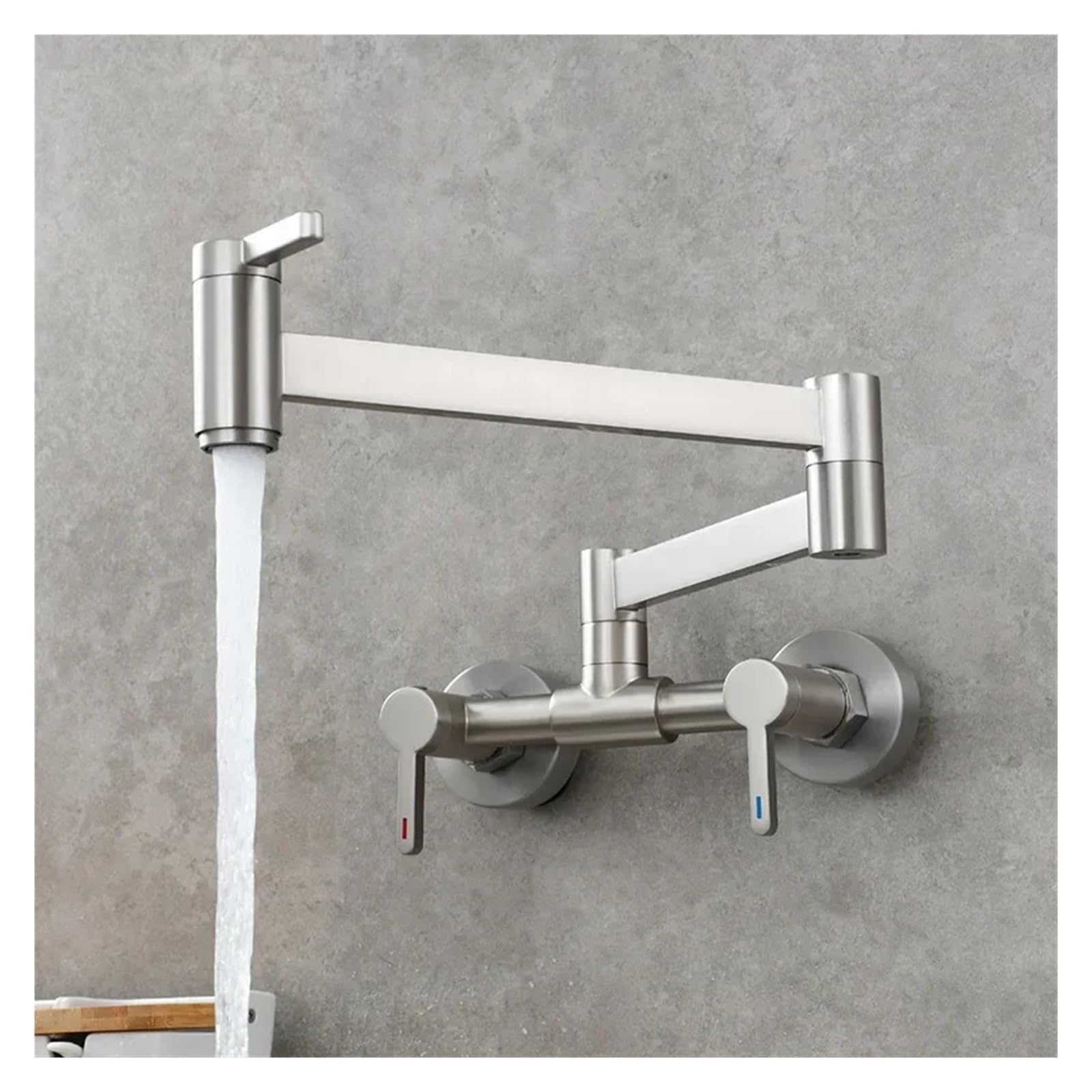 ZQFHSX Pot Filler Tap, Wall Mounted Foldable Kitchen Faucet, Hot and Cold Single Hole Sink Tap Rotate Folding Spout for Most Scenarios(Nickel A)