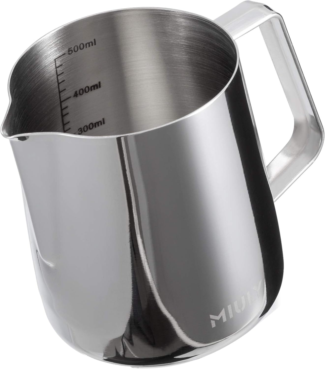 MIULY Milk Frother Jug 500ml for Coffee Machine,Stainless Steel Milk
