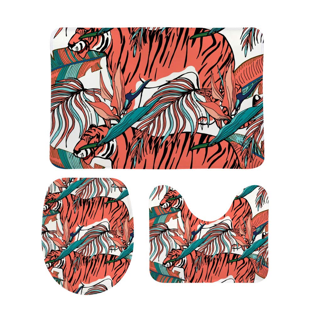 Lot de 3 tapis de bain antidérapants motif tigre d'Amour pour intérieur et extérieur
