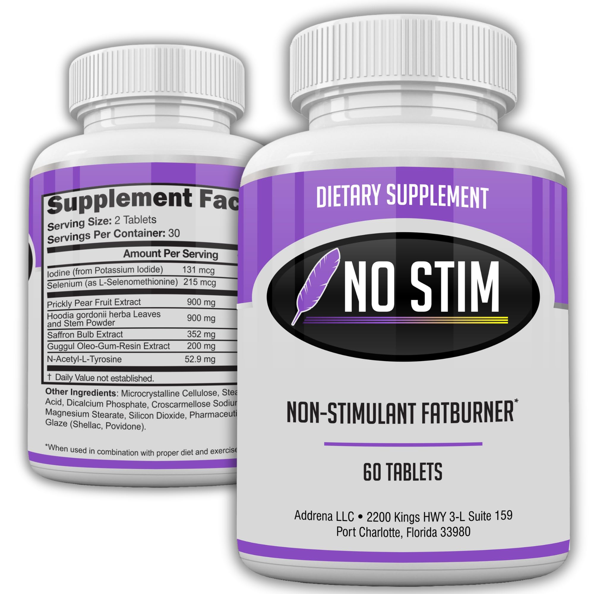 No-Stim Non Stimulant Fat Burner Diet Pills That Work- Appetite Suppressant & Best Caffeine Free Weight Loss Supplement- Natural Thermogenic Fat Loss Pill- 60 Tablets