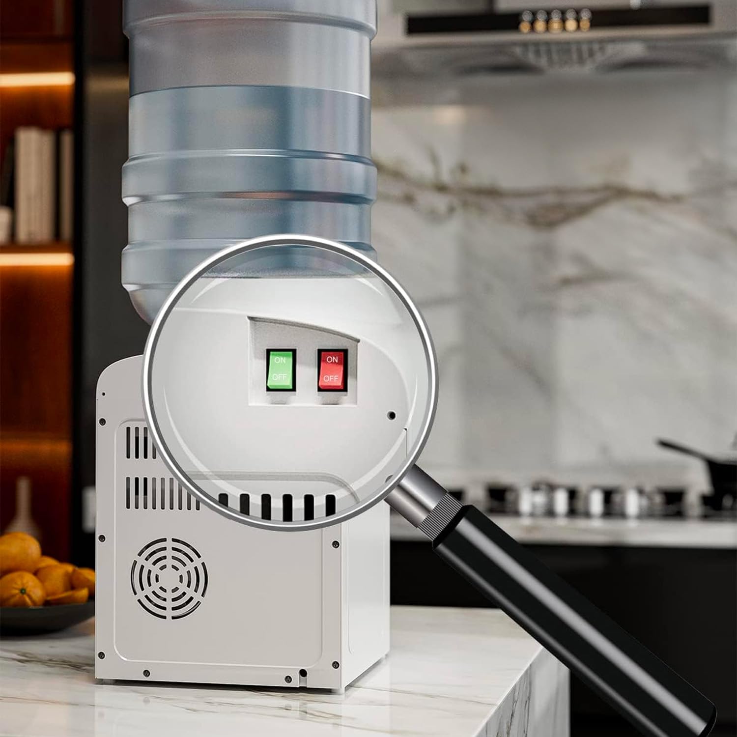 Avilia Erogatore d'Acqua Elettrico - Distributore Acqua a 2 Temperature con Riscaldamento 500W, 0.5L, e Raffreddamento 70W, 1.5L, in ABS e Acciaio Inox, 29x38x28cm