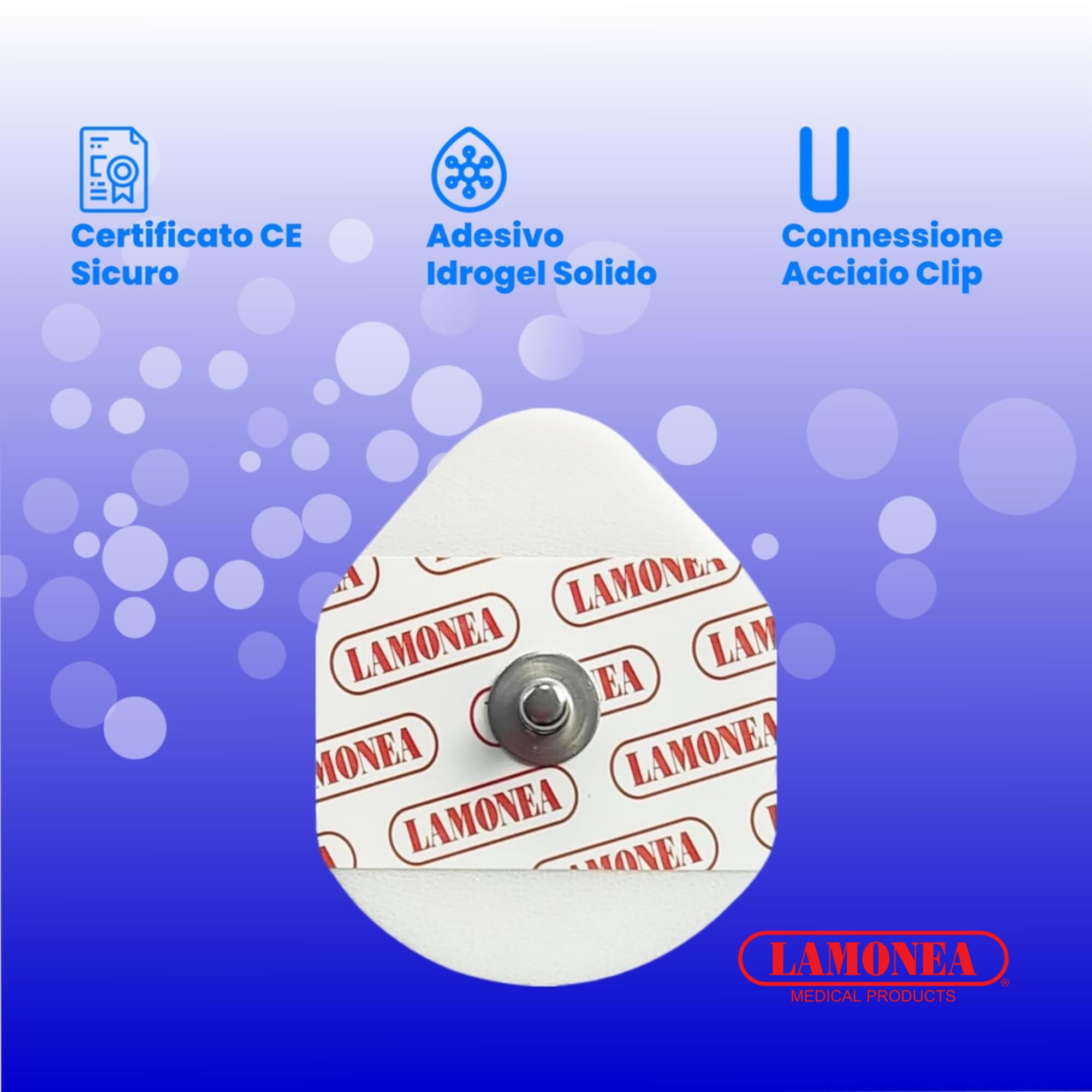SF100-1250 Elettrodi ECG Monouso, Certificato CE - 36x40mm per Elettrostimolatore- Elettrodo Ovale a Bottone, Connessione Clip in Acciaio, Adesivo Idrogel Solido - Sensore in Ag/AgCI - SF100