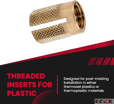 E-Z LOK Threaded Insert for Plastic Flush Brass Thread Inserts 3/8-16 Pack of 10