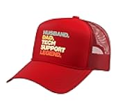 Husband Dad Tech Support Legend IT Helpdesk Sysadmin Men Trucker Hat with Adjustable Mesh Back