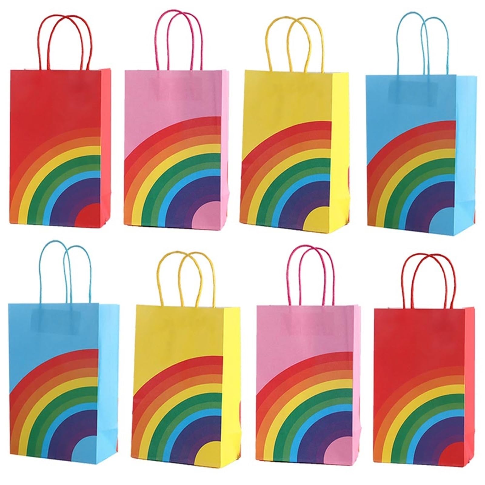 Bolsa de papel mano con temática arcoíris 20 piezas para Envolver Regalos