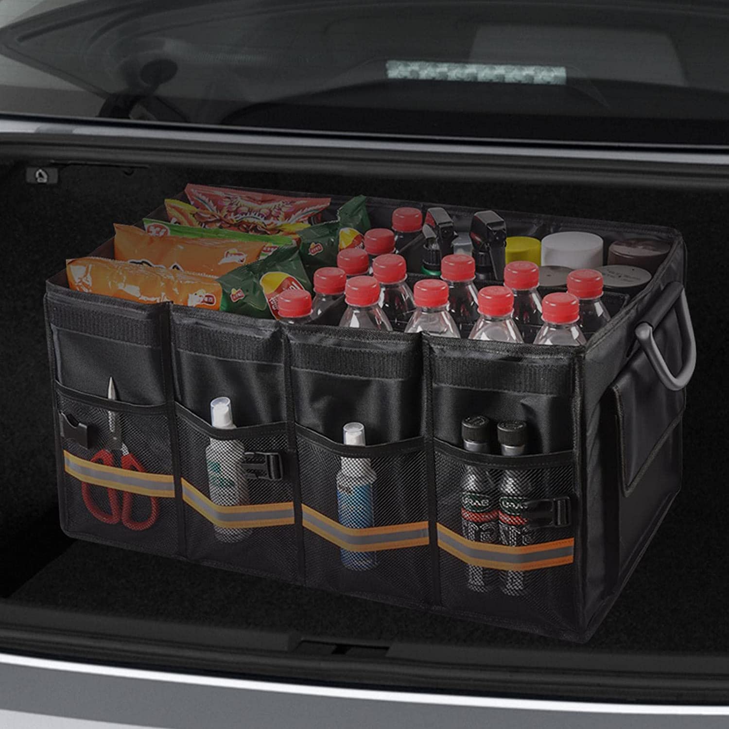 RUFD Organizador Maletero Coche para VW EOS/ID.5/Nivus/Passat CC/Phaeton/Scirocco/Tiguan X/W12/XL1, Plegable con Compartimento con Tapa Caja de Almacenamiento para con Múltiples Bolsillos,M