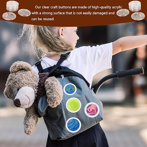 Miniatura 7 de Wpxmer Paquete de 16 insignias de botón de acrílico de 3 pulgadas, botón de plástico transparente para manualidades con alfiler, botones redondos
