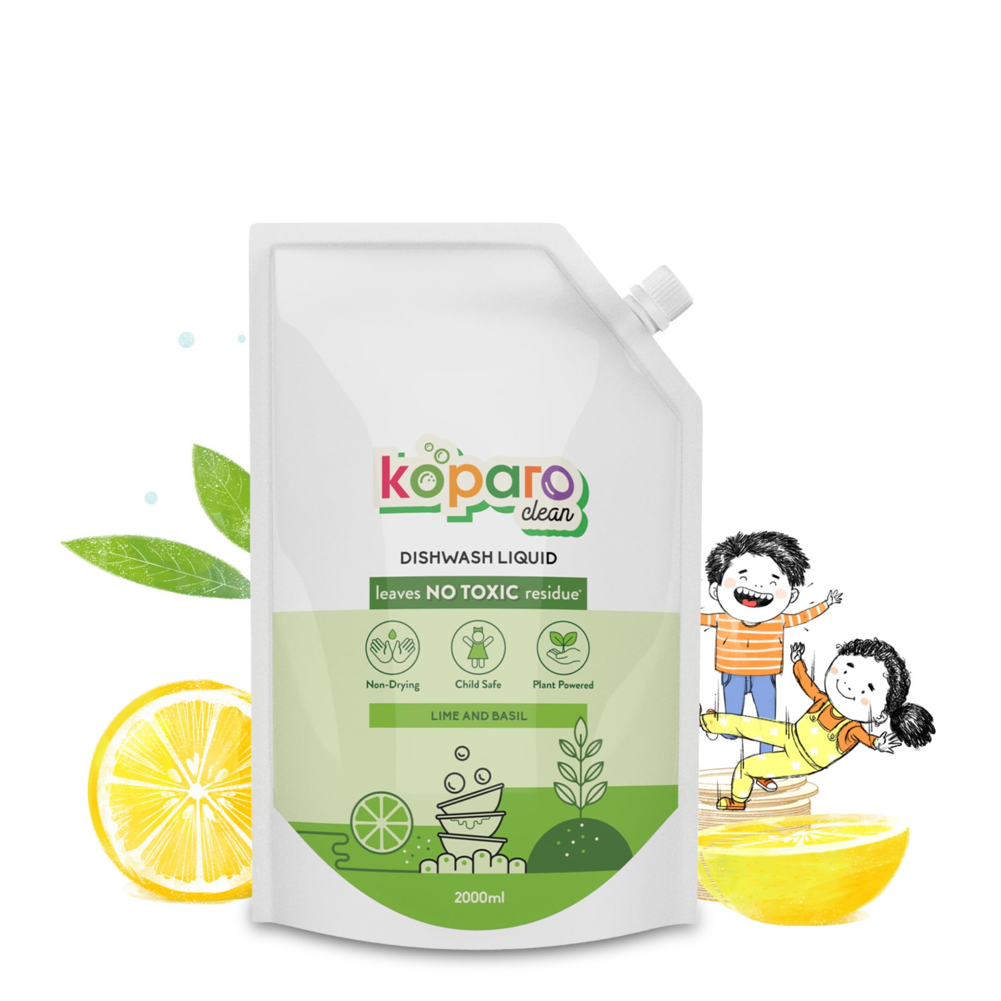 Koparo Organic Dishwash Liquid | 2 Litres | Lime And Basil Fragrance | Natural, Plant Based & Eco-Friendly | Removes Tough Grease, Soft on Hands | Baby & Pet Safe (B0BD8VSV22) Amazon Price History, Amazon Price Tracker