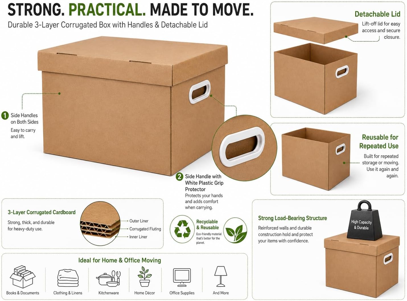 10 Pack Banker box style,Legal Files, Boxes with Handles for Office