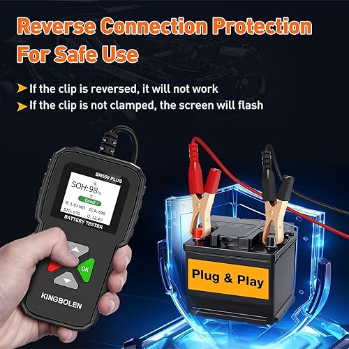 Miniatura 6 de KINGBOLEN BM550 Plus 6V-24V 100-2000 CCA Probador de batería de coche, analizador de forma de onda de voltaje para automóviles, camiones, SUV