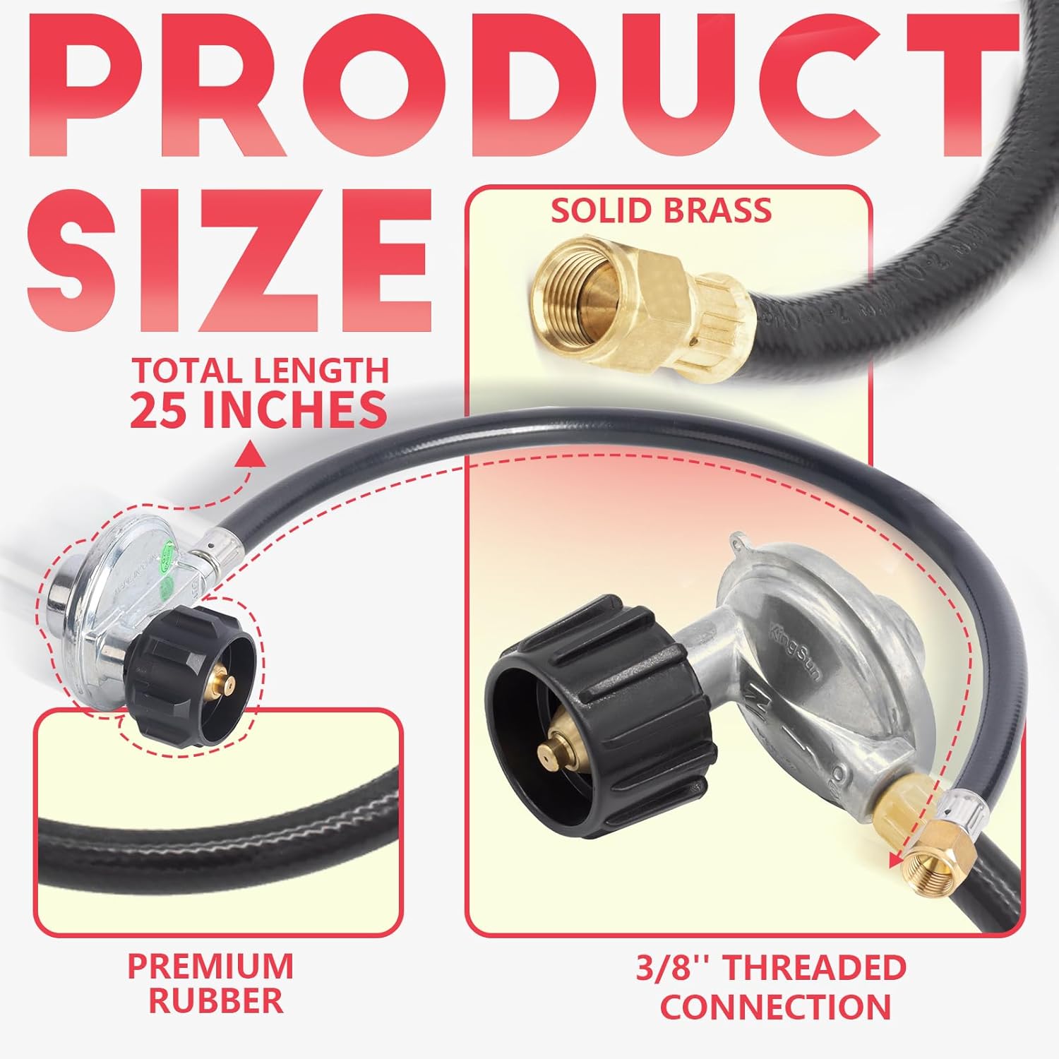 7627 Hose and Regulator Kit for Weber Genesis 300 Series(w/Front Control Knobs) & Summit 400/600 Gas Grills,Includes Silver/Gold Platinum Genesis Grill Parts for Weber Propane Hose 25332,84987,30 Inch
