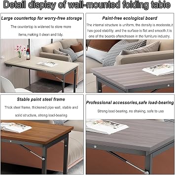 Wall mounted dining table,Wall Mounted Drop Leaf Folding Table for Desk - Wall Mounted Folding for Kitchen,Wooden Wall Mounted Folding,Suitable for Dining Room,Bedroom(100×60×75cm)