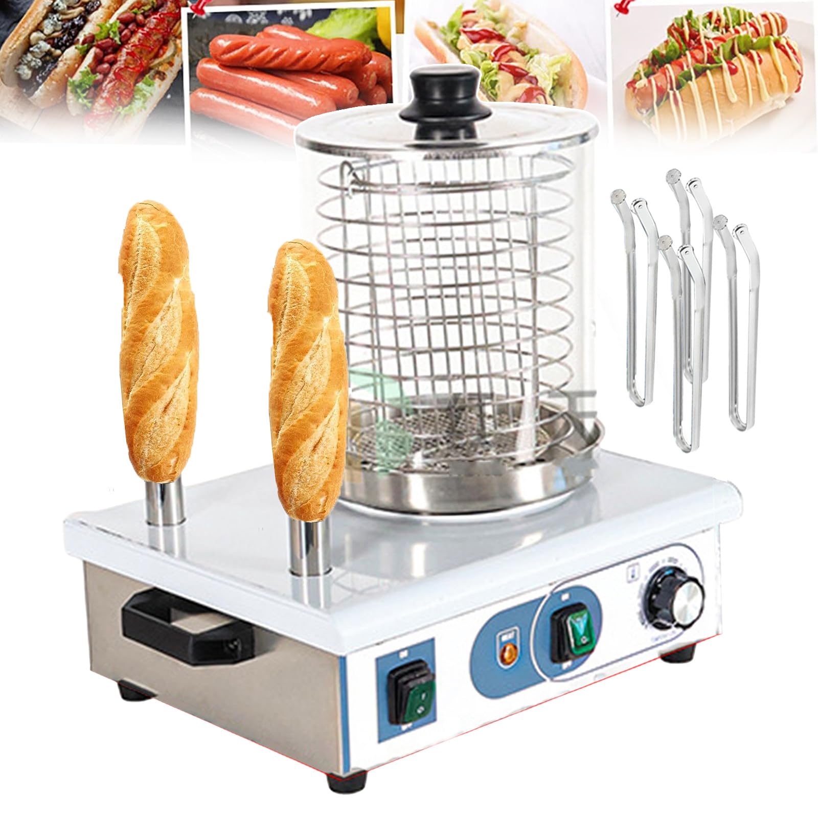 AYCDL Commercial Sausage Grill Cooker, Professional Electric Food Steamers with Removable Heat Container for Breakfast Food Trucks