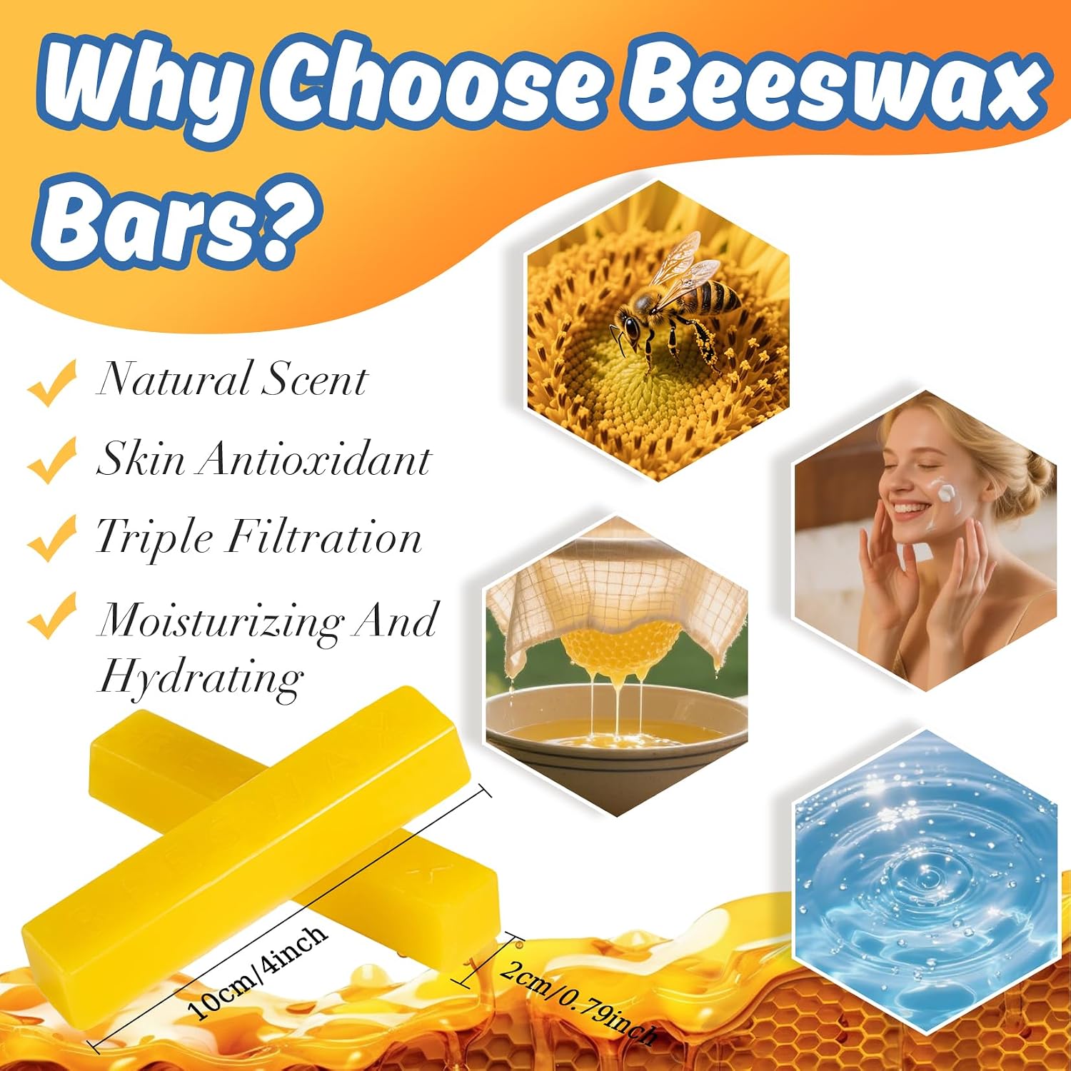 Sukh 290g(10.23oz) Yellow Beeswax-Bar - 12 Pcs Beeswax Block - Triple Filtered Wax Bar Candle Wax for Candles Making Skincare,Lip Balms,Lotions,DIY Projects,Soap