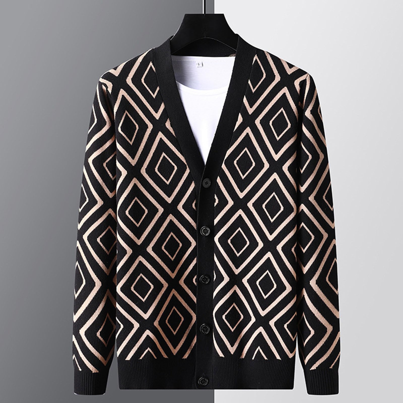 Cardigan Hombre Botones, Jersey Hombre Invierno Manga Larga Cárdigan De Punto Trenzado Casual Cuello De Chal Abotonado con Bolsillos para Otoño E Invierno