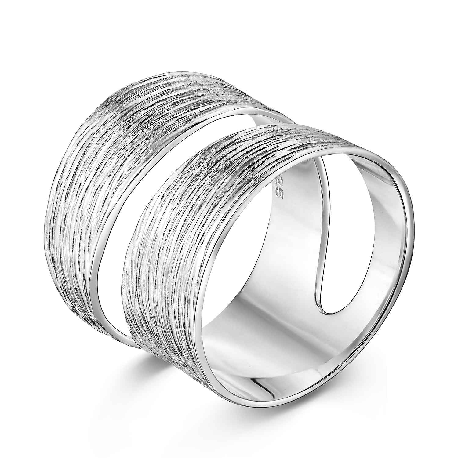 925 Sterling Silber Wickel Ring - Silber Band Ring breit mattiert SR-73