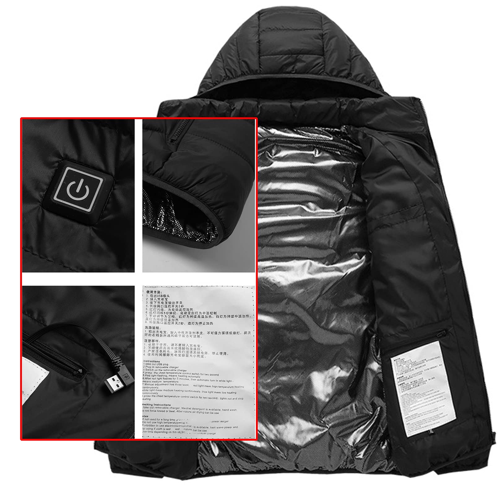 Chaleco calefactable Hombres Mujeres Chaqueta calefactable Hombres Mujeres 11 Zonas Calefacción USB T Ropa térmica Chaleco de Caza para Acampar en Invierno, Esquiar, Pescar