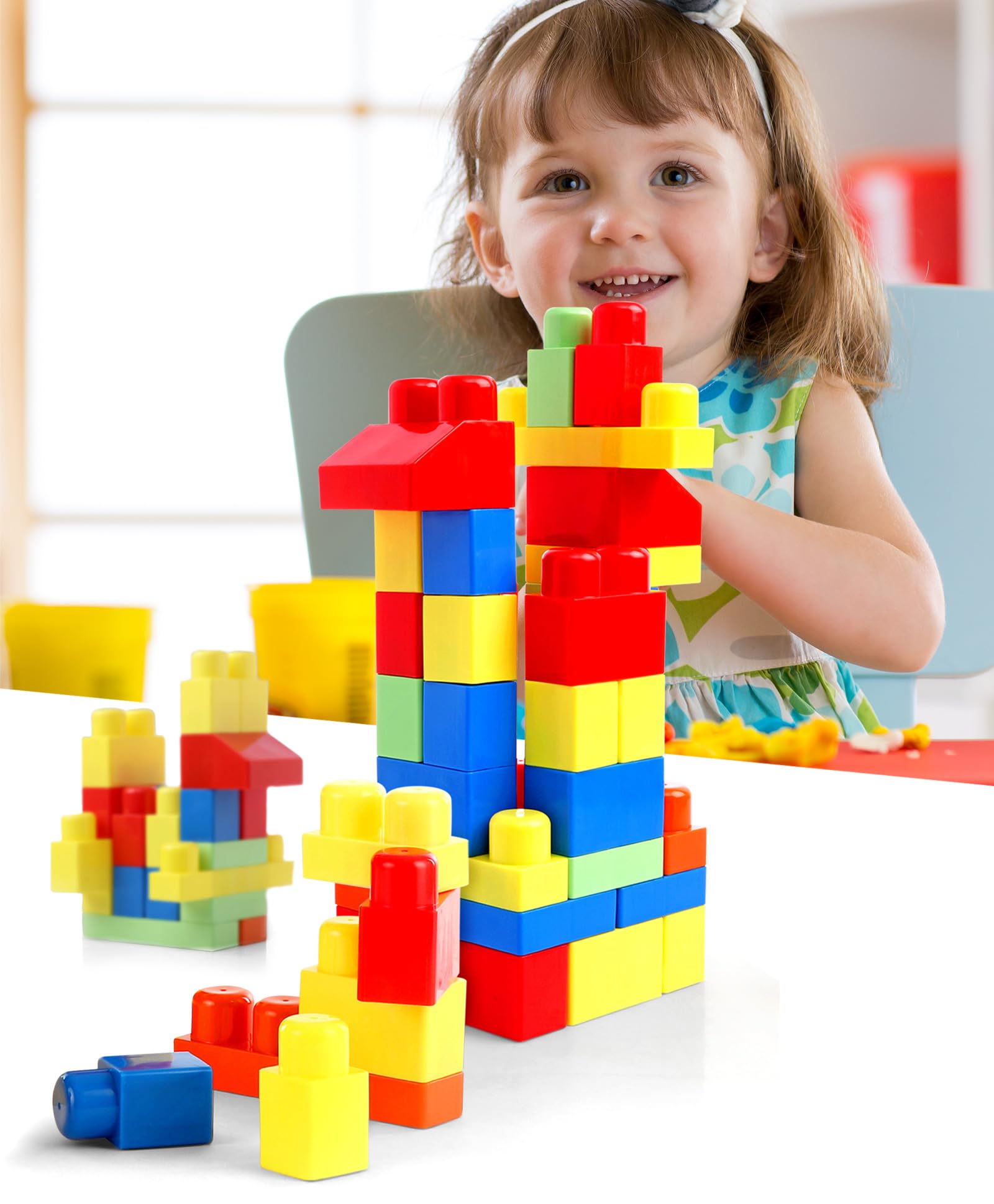 Play Nation Premium 40 Pcs Jumbo Building Block & Brix Stack Set for Kids,Activity Toys for 12+ Months Baby,Educational & Learning Blocks for Girl&Boy,Smooth Edges Plastic,BIS Certified,Multicolor