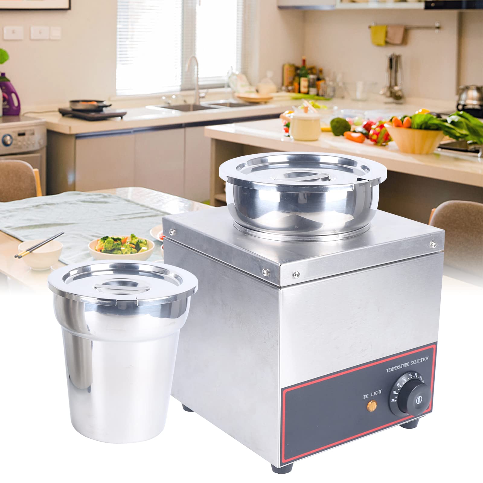 HinLIaDa Commercial Nacho Cheese Warmer, 150W 110V Electric Hot Fudge Dispenser Warmer Large Capacity Stainless Steel Soup Cheese Heat Preservation Machine for Hot Fudge, Butter, Cheese, Caramel