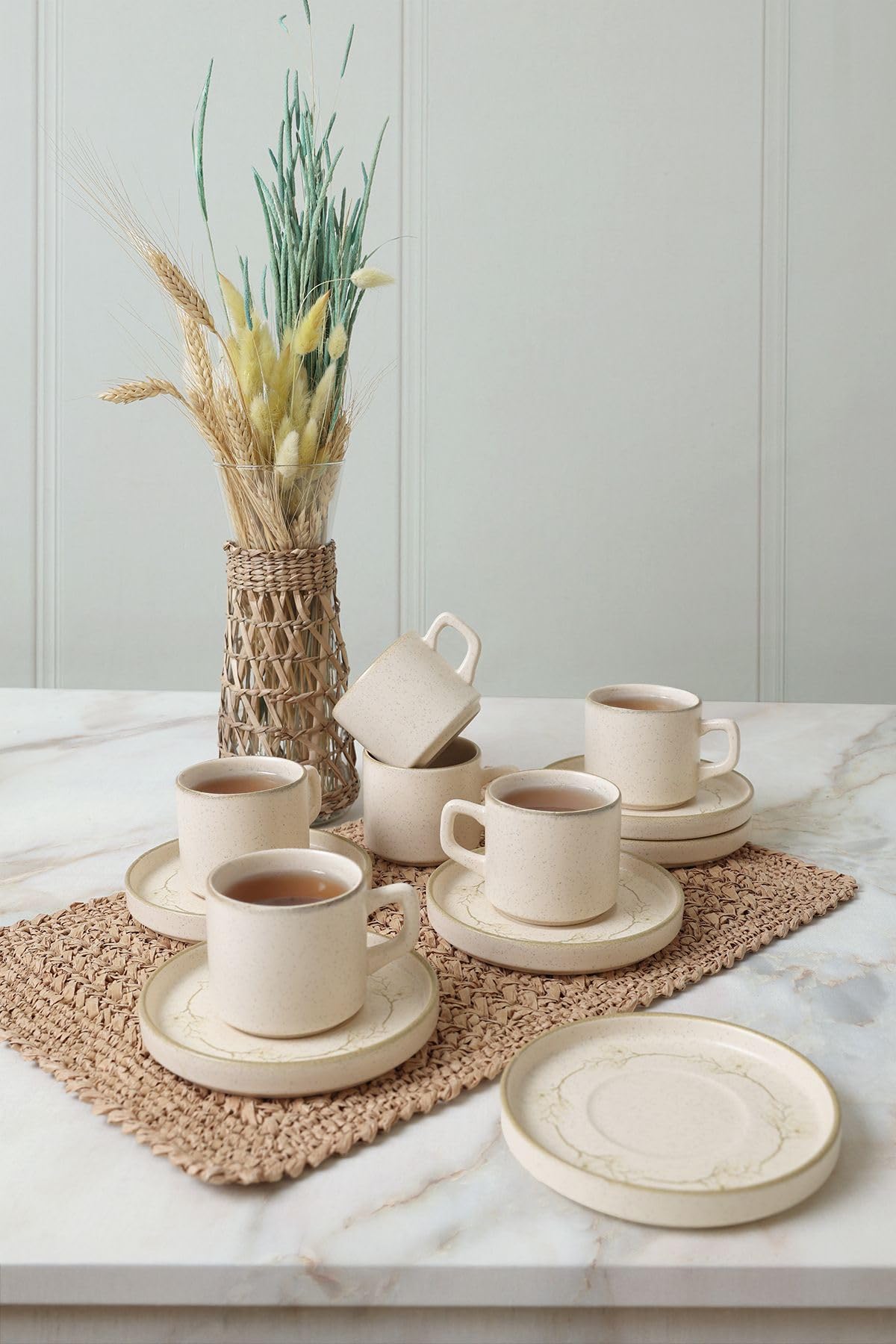 Keramika Taupe Bloom Stackable Çay Takımı 12 Parça 6 Kişilik 22520-28