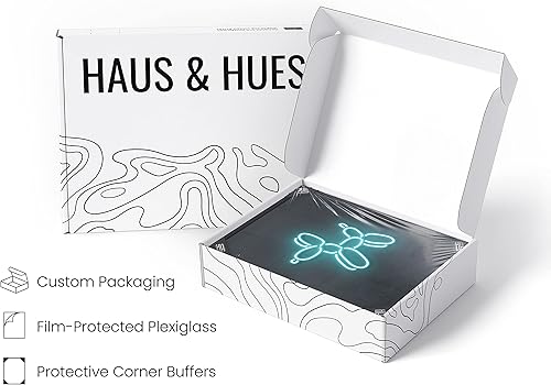 Miniatura 4 de HAUS AND HUES Póster de perro con globo de neón, arte estético de pared retro, decoración de habitación de neón genial (marco negro, 12 x 16)