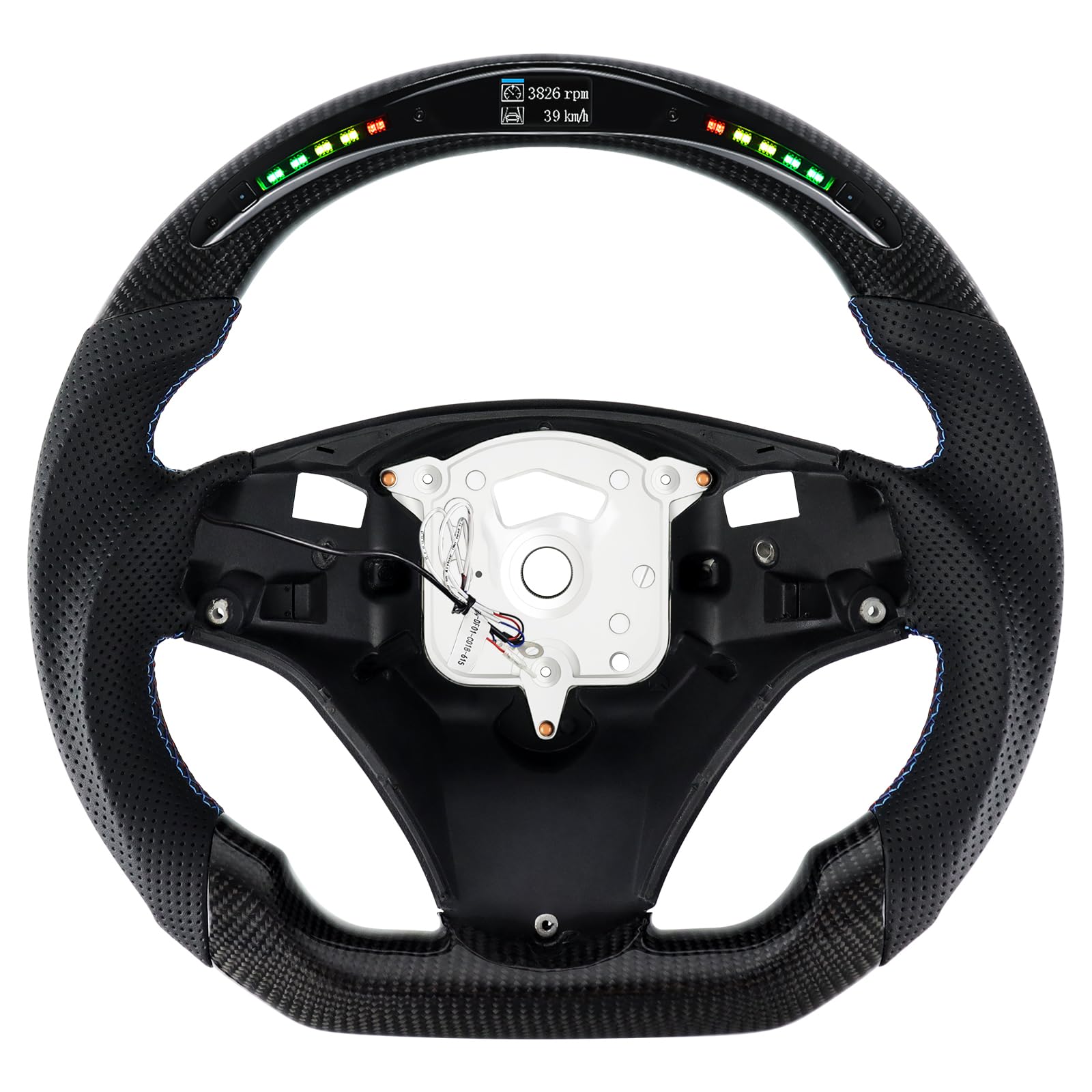 Carbonfaser-Lenkrad, Kuppel flachen Boden LED Schaltanzeige Lenkrad mit scharfen Paddel Löcher für BMW M Sport 1/3 Serie M3/E88 E90 E91 E92 E93 2005-2012