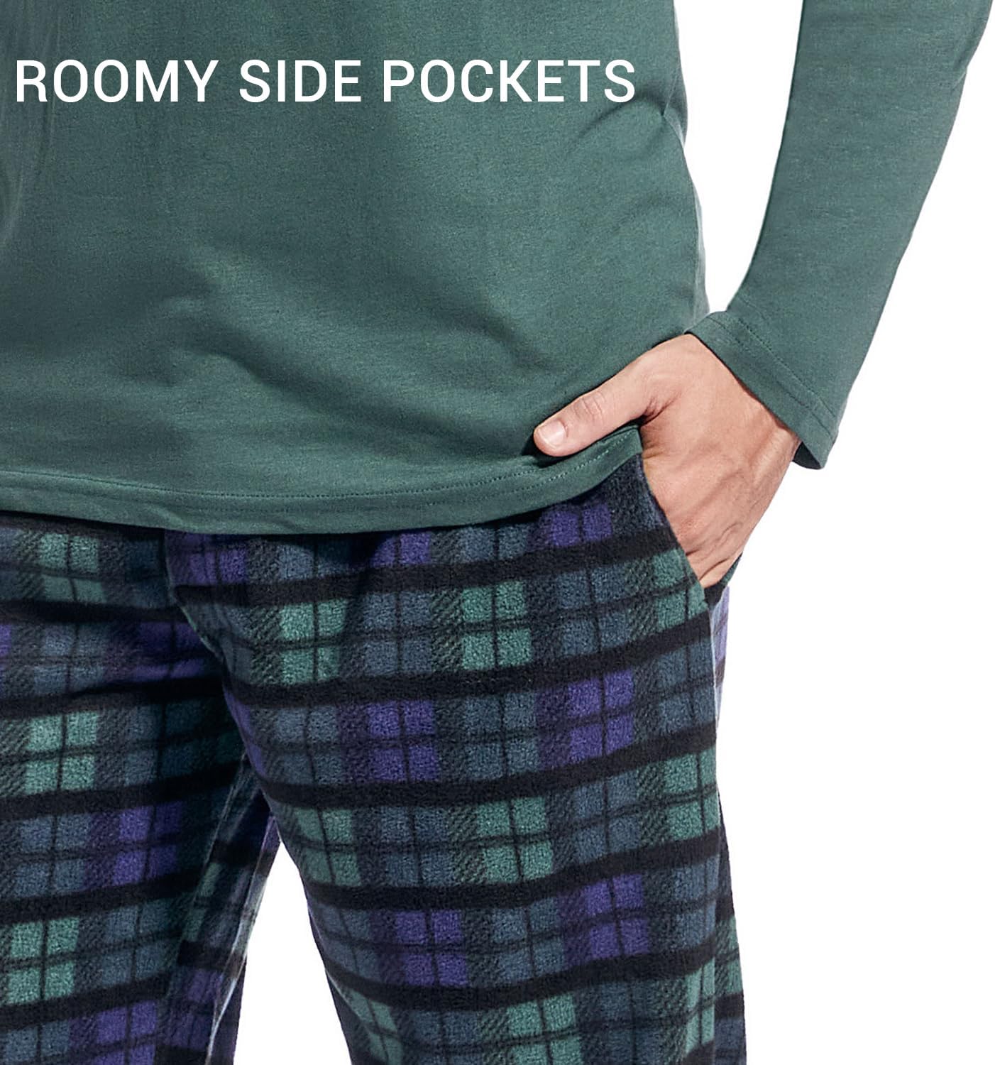 DG Hill Pajama Pants Men - Flannel Pajama Pants Fleece PJS Sets Cotton Top - Mens Pajama Set PJ Sleep Pant Loungewear Sets - Image 4