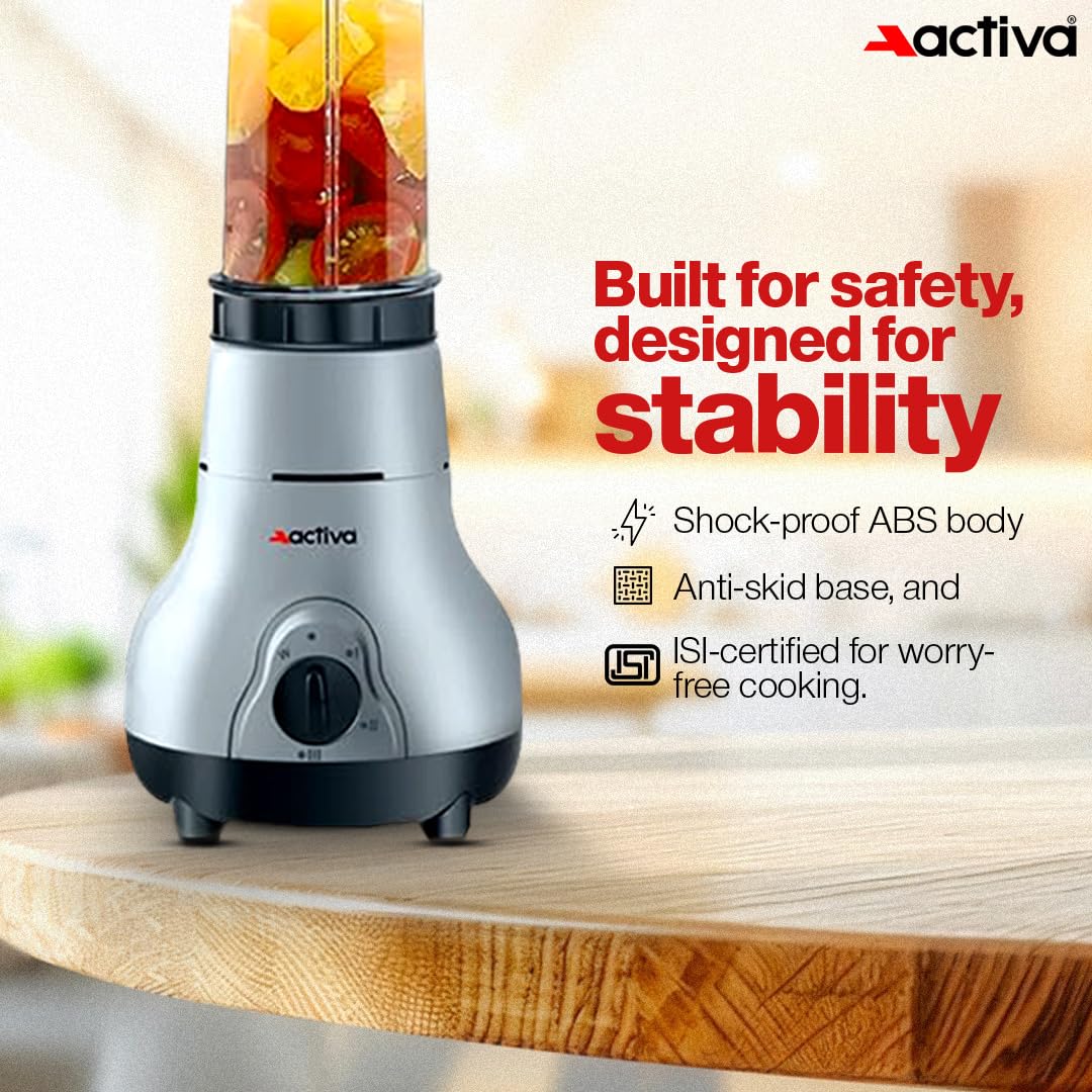 ACTIVA Easy Mix Nutri 2 Jar Mixer Grinder Powerful 500 Watt Motor | Long Lasting Shock Proof Abs Body | Heavy Duty Motor With Nano - Grinding Technology, Black come with 2 year warranty 1