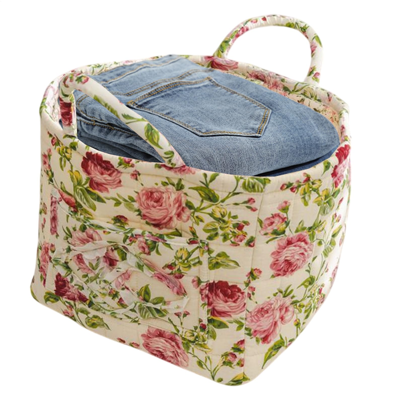 Fabric Storage Bin, Large Capacity Boho Fabric Organizer Bins, Space-Saving Organizer Portable Folding Laundry Hamper With Handle For Living Room Toys Nursery Camping Shopping
