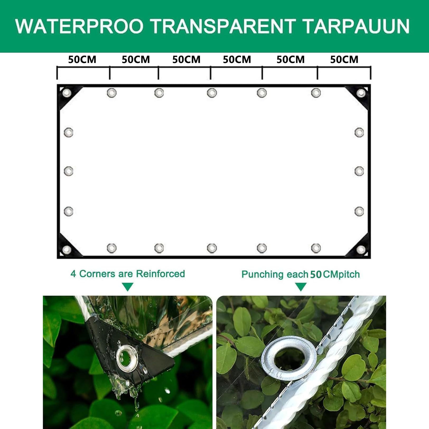 Przezroczysta plandeka ochronna na rośliny, do ogrodu, na taras, 7 x 10 m, 400 g/m², przezroczysta, z tworzywa PCW, odporna na rośliny, do pawilonu ogrodowego, na patio, 7 x 10 m