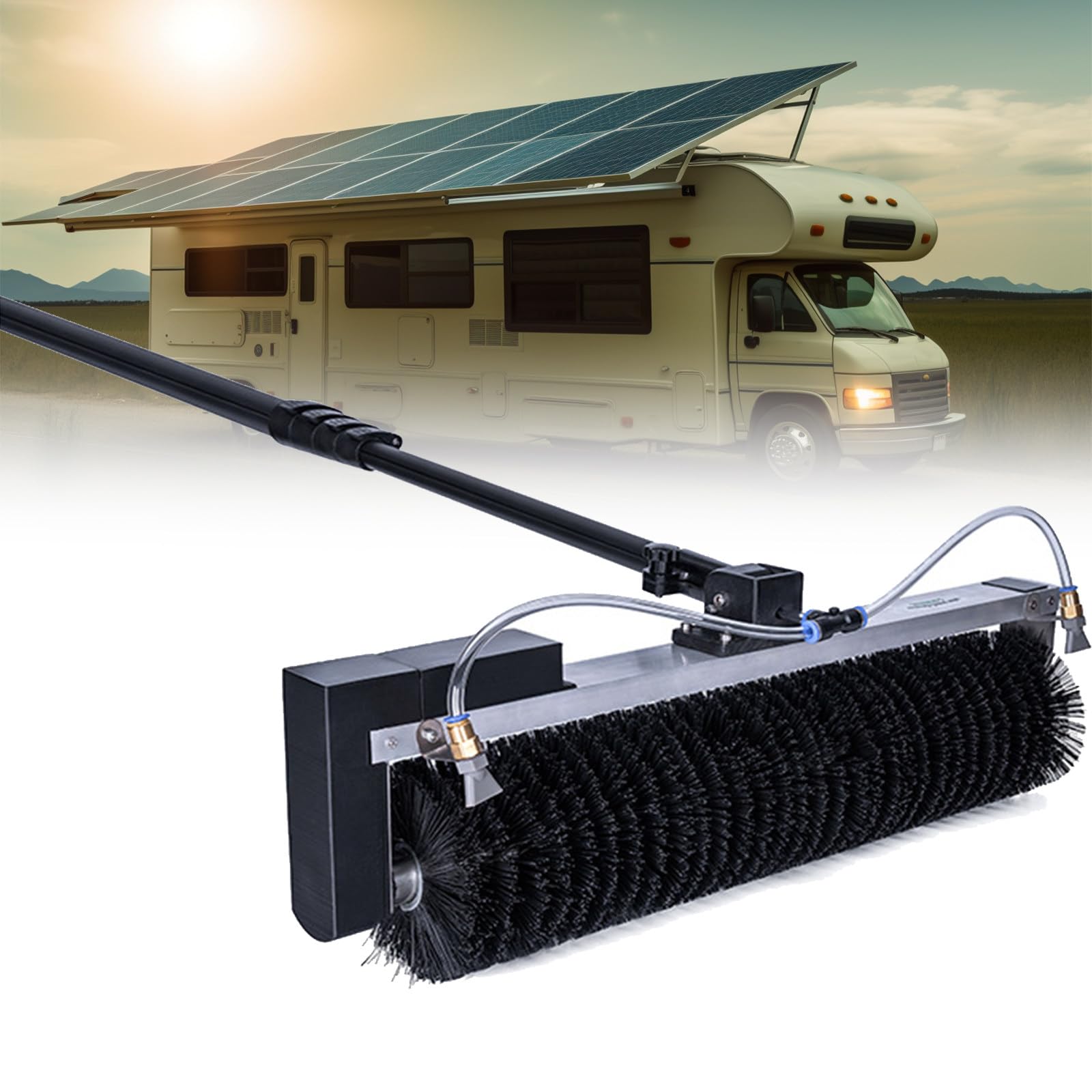 ASerZenith Solar Panel Cleaning Brush With Telescopic Pole, Electric Water Fed Kit For Efficient Solar Panel Maintenance, Ideal For Office And Garden Use,Size-3.5M/11.4Ft