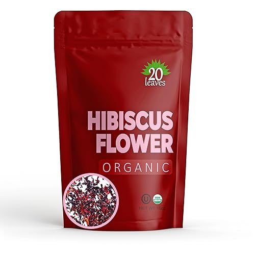 Té de hojas sueltas de flores de hibisco  100% orgánico certificado  Tisana de hierbas  Té de hojas sueltas calientes sin cafeína  Bolsa de 1 libra