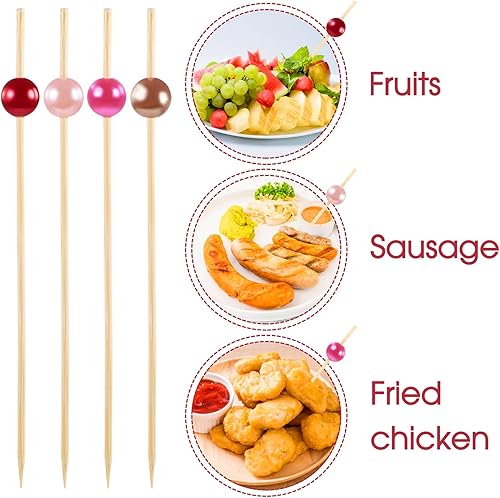 Miniatura 3 de 200 palillos de cóctel coloridos, palillos de dientes elegantes para aperitivos, brochetas de 4.7 pulgadas para aperitivos, palillos largos de