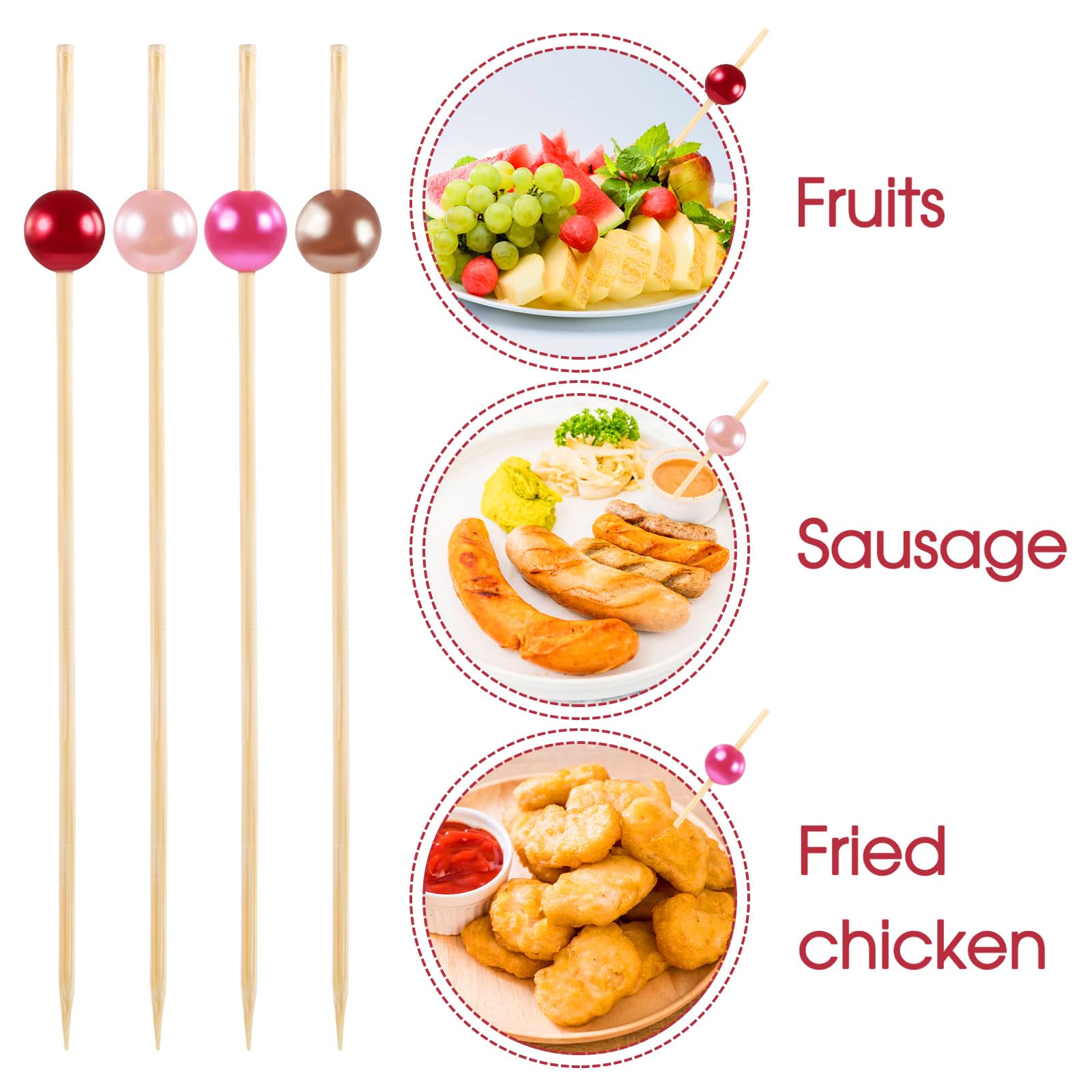 200 Pcs Cocktail Picks, 4.7 In Pearl Toothpicks For Appetizers, Fancy Bamboo Cocktail Skewers Sticks For Drinks, Fruits, Charcuterie, Sandwich, Bar Garnish, Party Food (Gold Pearl - View #12