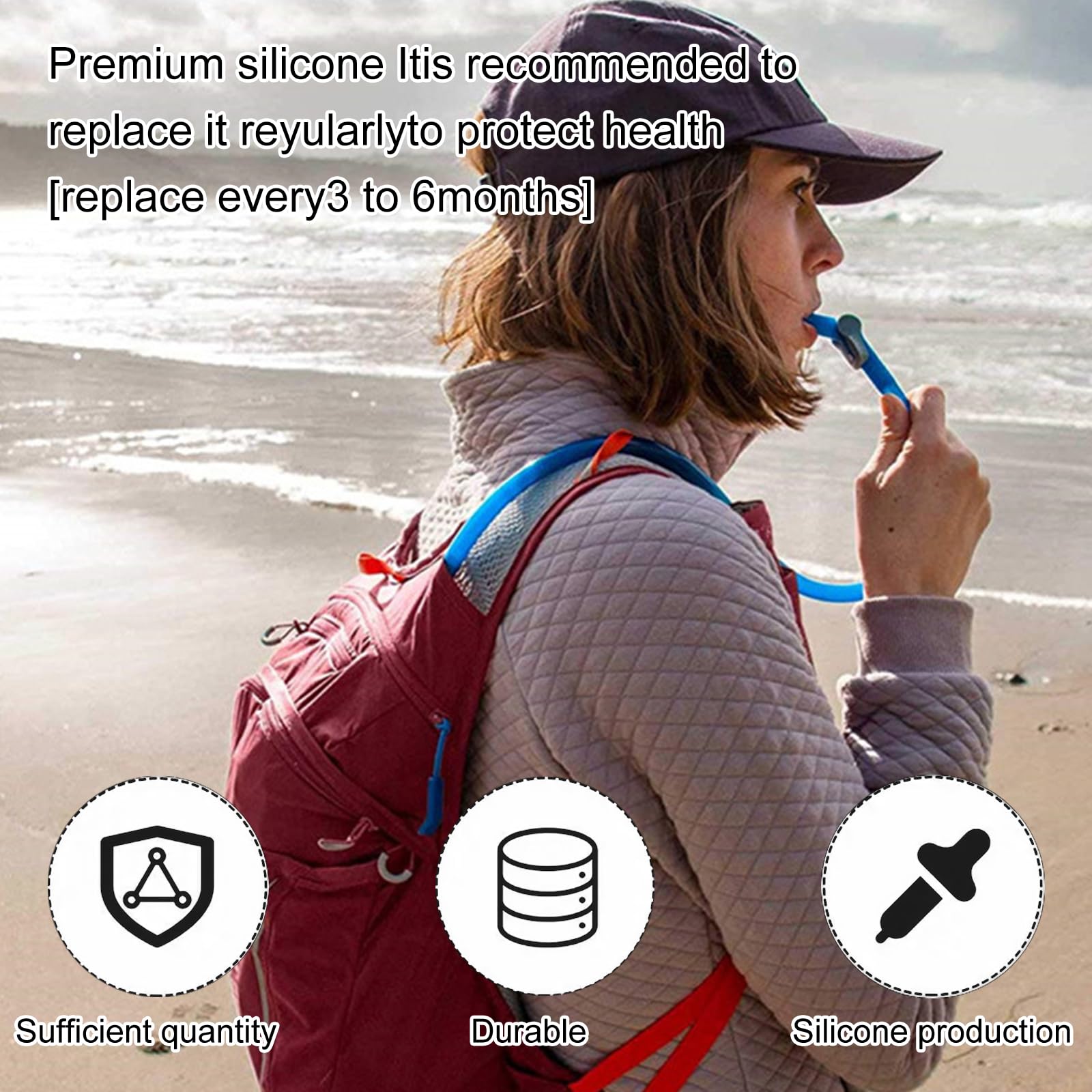 SASKATE Duurzame Water Blaas Beet, Siliconen Quick Release Hydration Pack Mondstuk, Mondstuk met Cover Outdoor Sport Waterblaas Valve Mondstuk