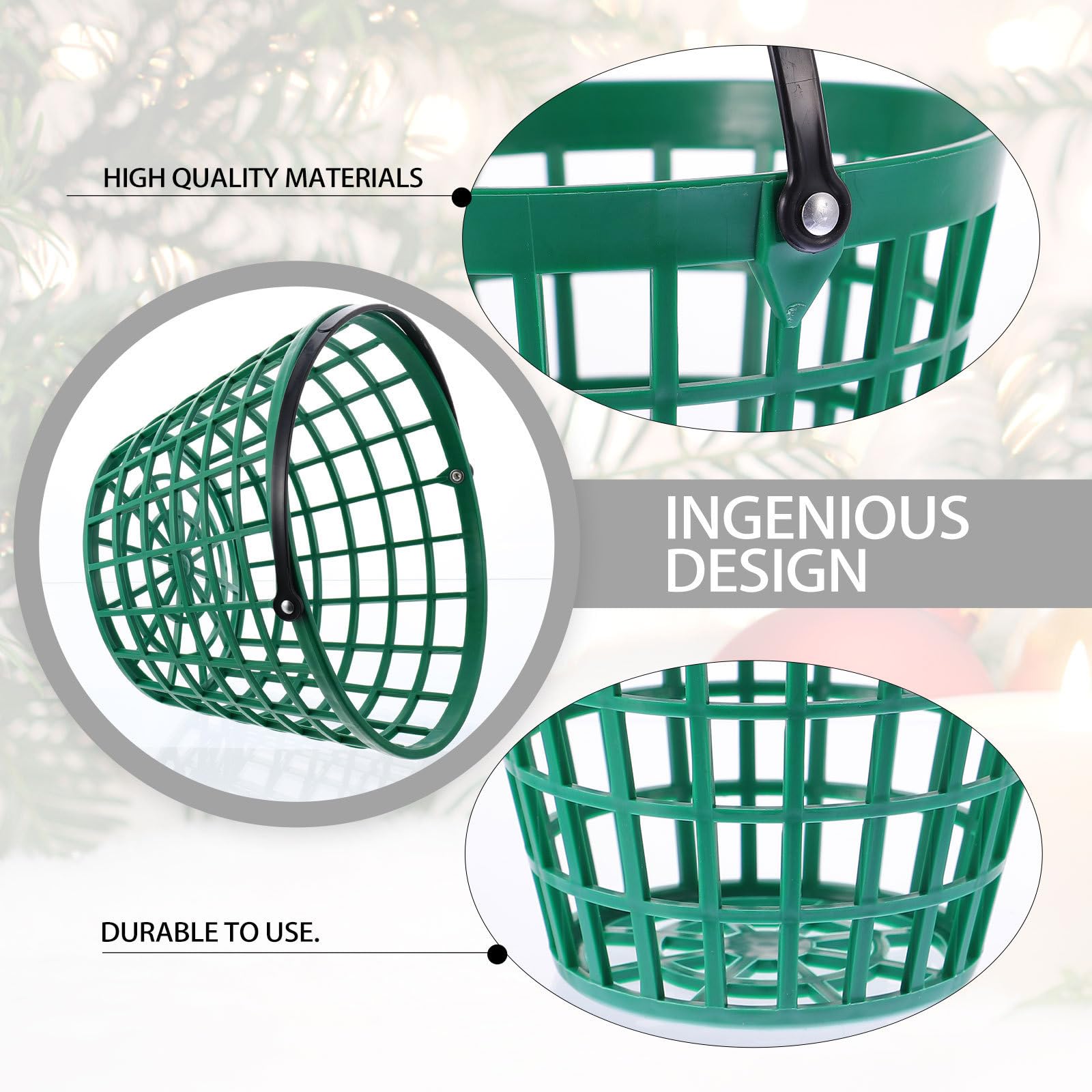Cesta Contenedora de Balones de Golf con Asa, 150 Bolas, Nylon Verde